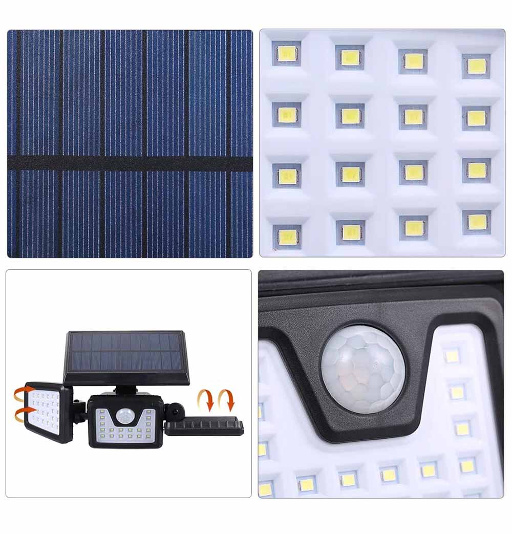 3-Panel Rotatable Solar LED Lamp with Motion Sensor - Outdoor Security Light