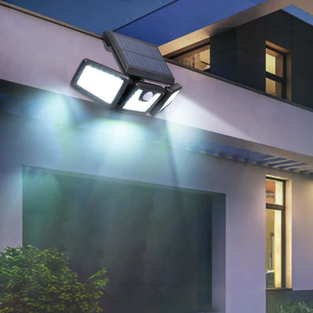 3-Panel Rotatable Solar LED Lamp with Motion Sensor - Outdoor Security Light