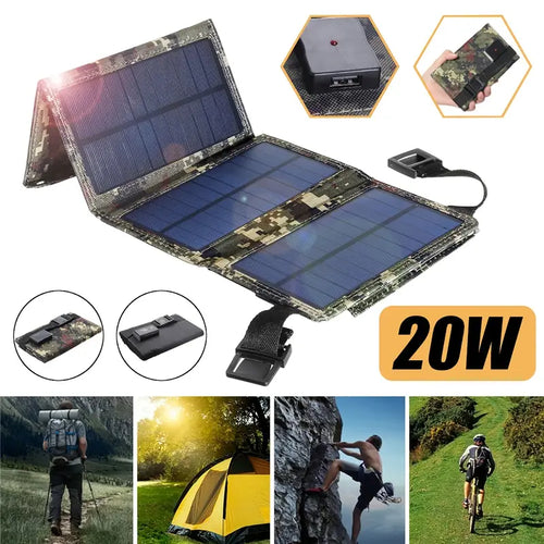 20W Portable Foldable Solar Panel Charger - Green | IP67 Waterproof