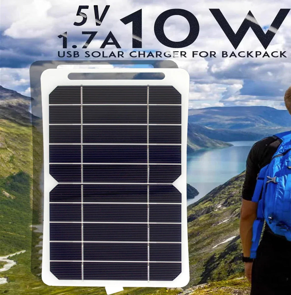 NNEOBA 10W Solar Panel USB Charging Kit - Complete Camping Power System