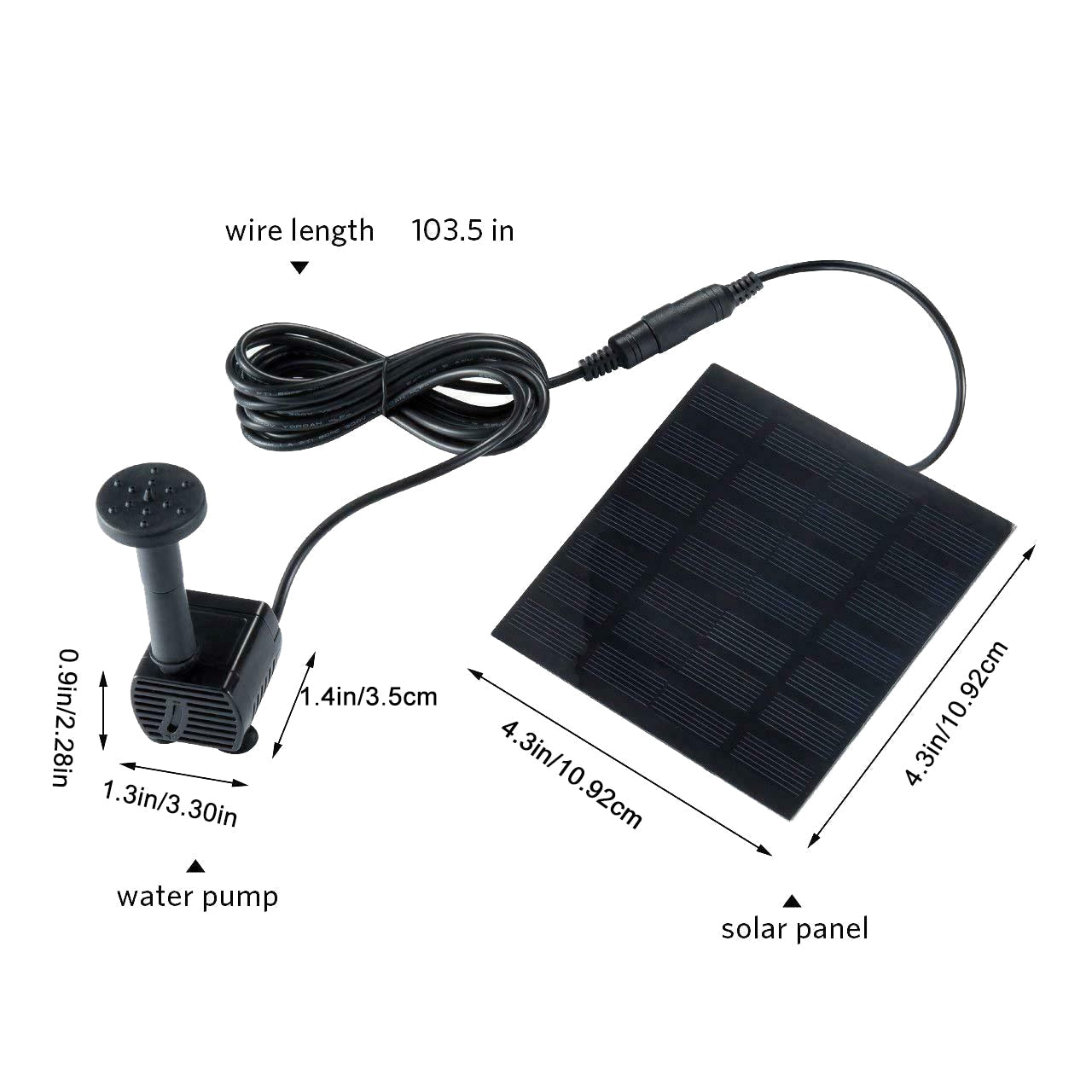NNEOBA Solar Powered Water Fountain Pump - 7V 1.4W for Garden Pond