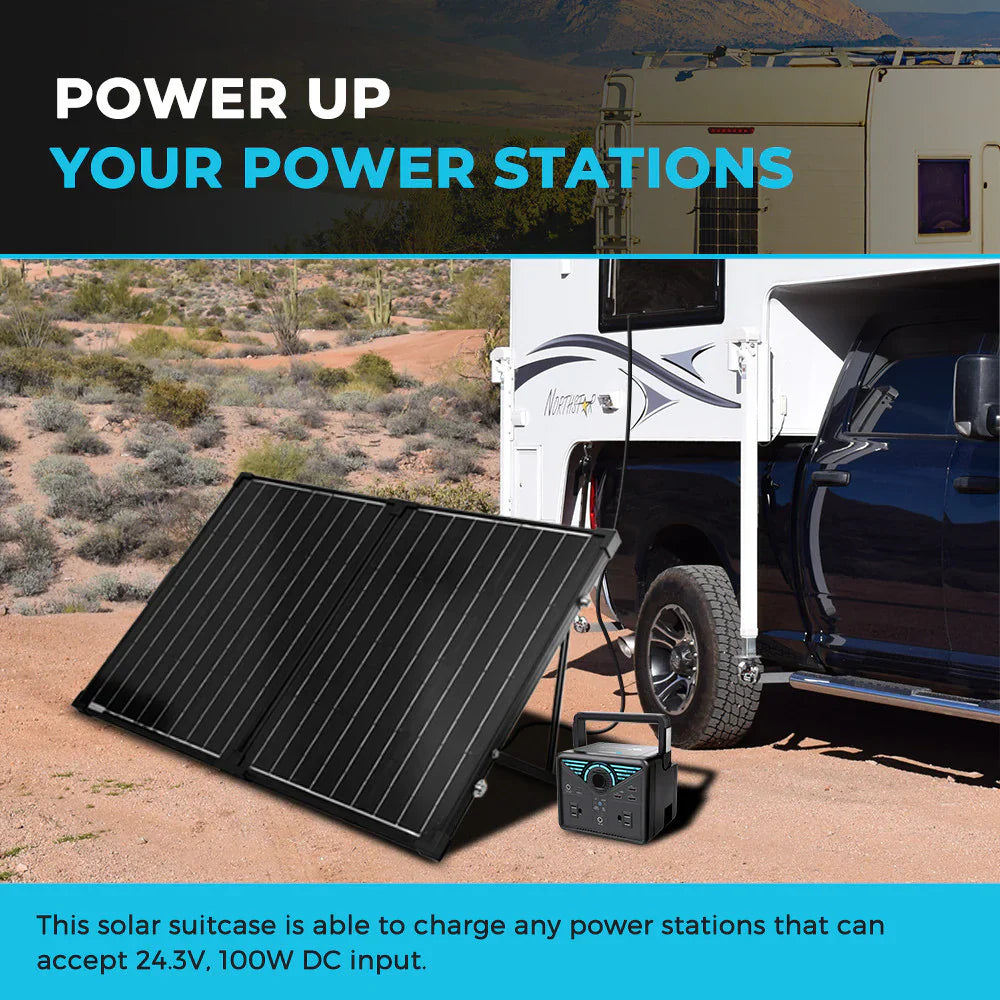 Renogy 100W Compact Suitcase Portable Solar Panel - ShadowFlux Technology