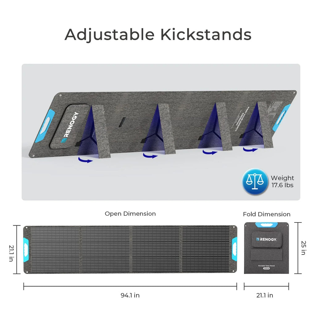 Renogy 200W Portable Solar Panel, IP65 Waterproof Foldable Solar Panel Power Backup, Solar Charger for Power Station RV Camping