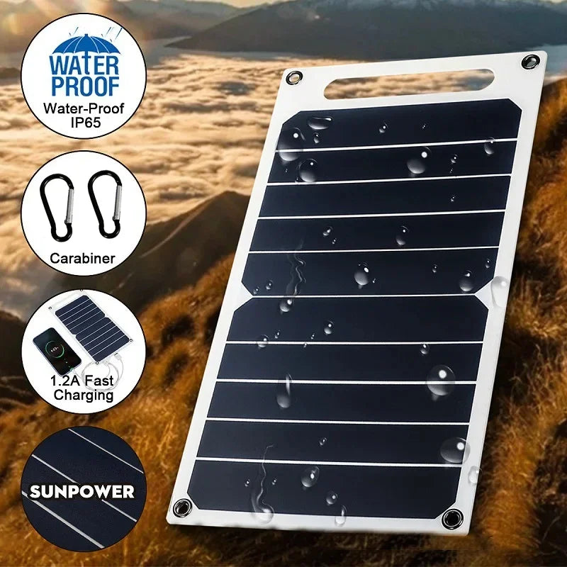 NNEOBA 30W Waterproof Solar Panel with USB - Portable Outdoor Charger